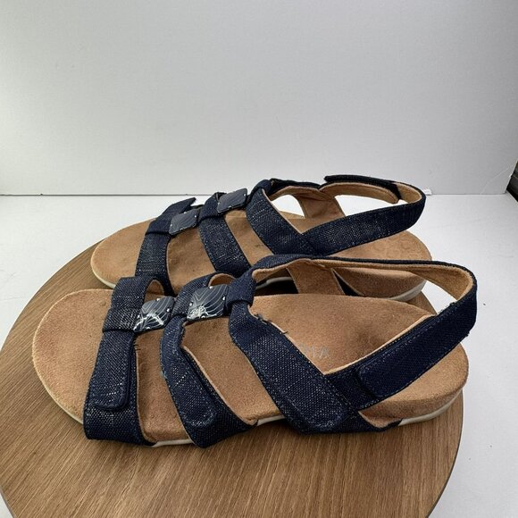 Vionic Womens Amber Adjustable 3 Strap Sandals Navy Denim Size 8.5 - Picture 3 of 8